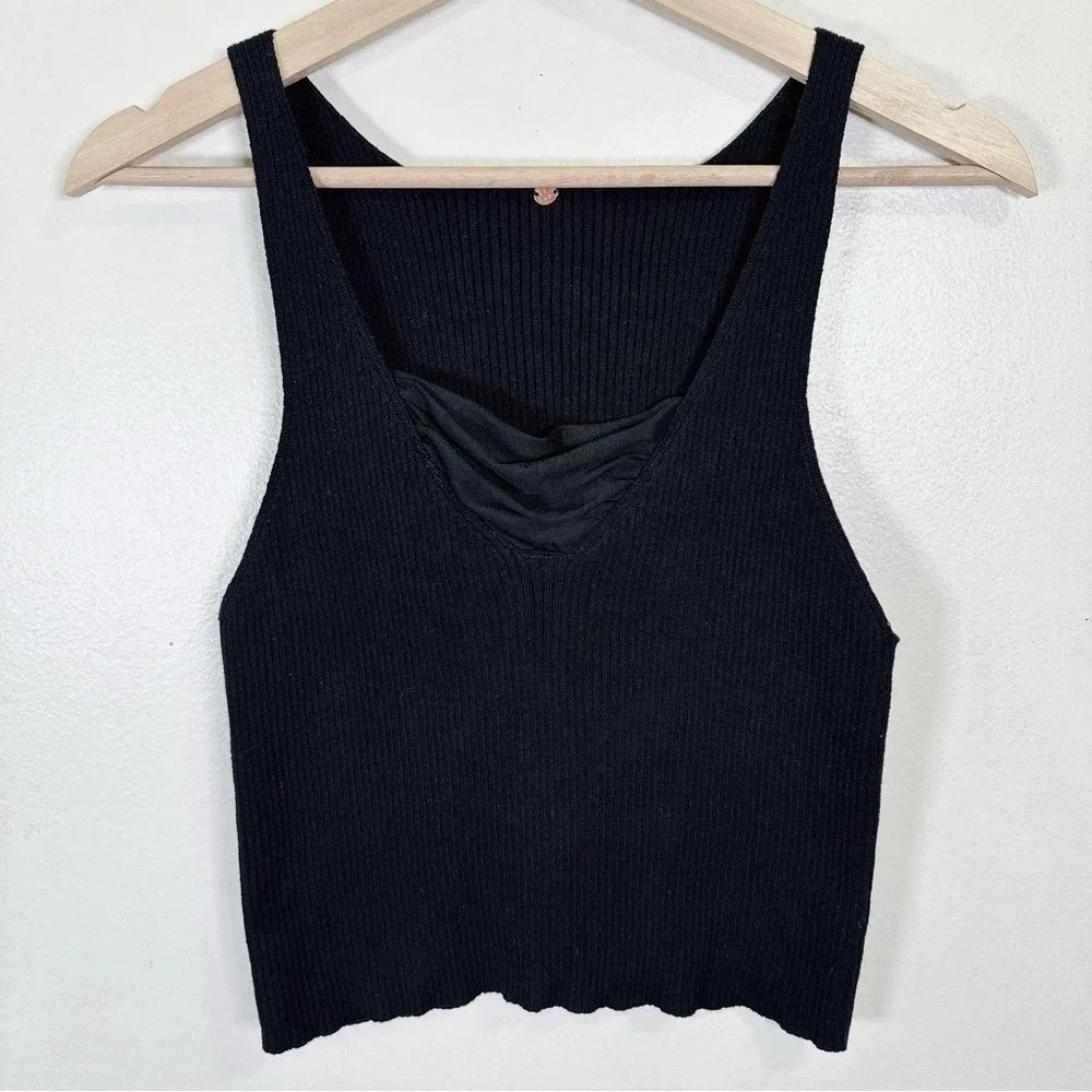 Free People One Ribbed Mesh Ruched Neck Tank Top - Picture 5 of 15